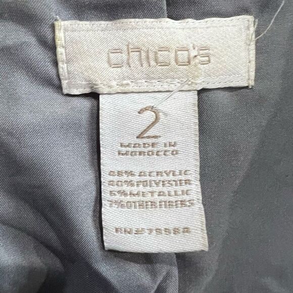 Chico’s‎ Silver Boucle Single Clasp Blazer 2 L Women’s - Picture 3 of 8